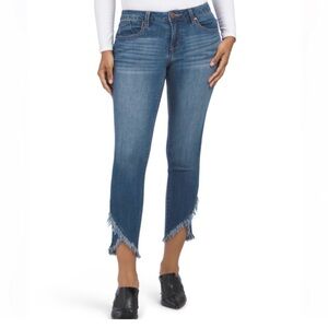 1822 Denim Womens Blue Tapered Leg Light Wash Mid Rise Jeans Size 6 Distressed